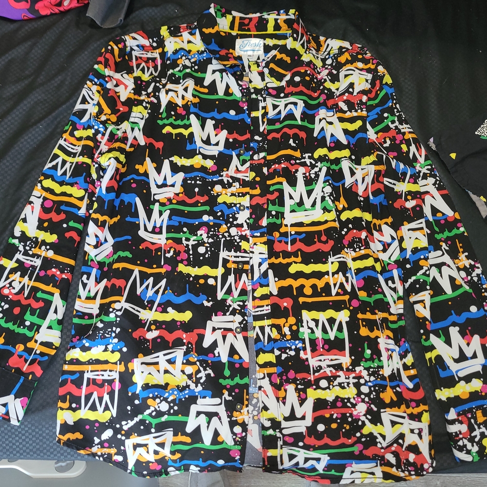 Colorful Graphic Button-Up Shirt